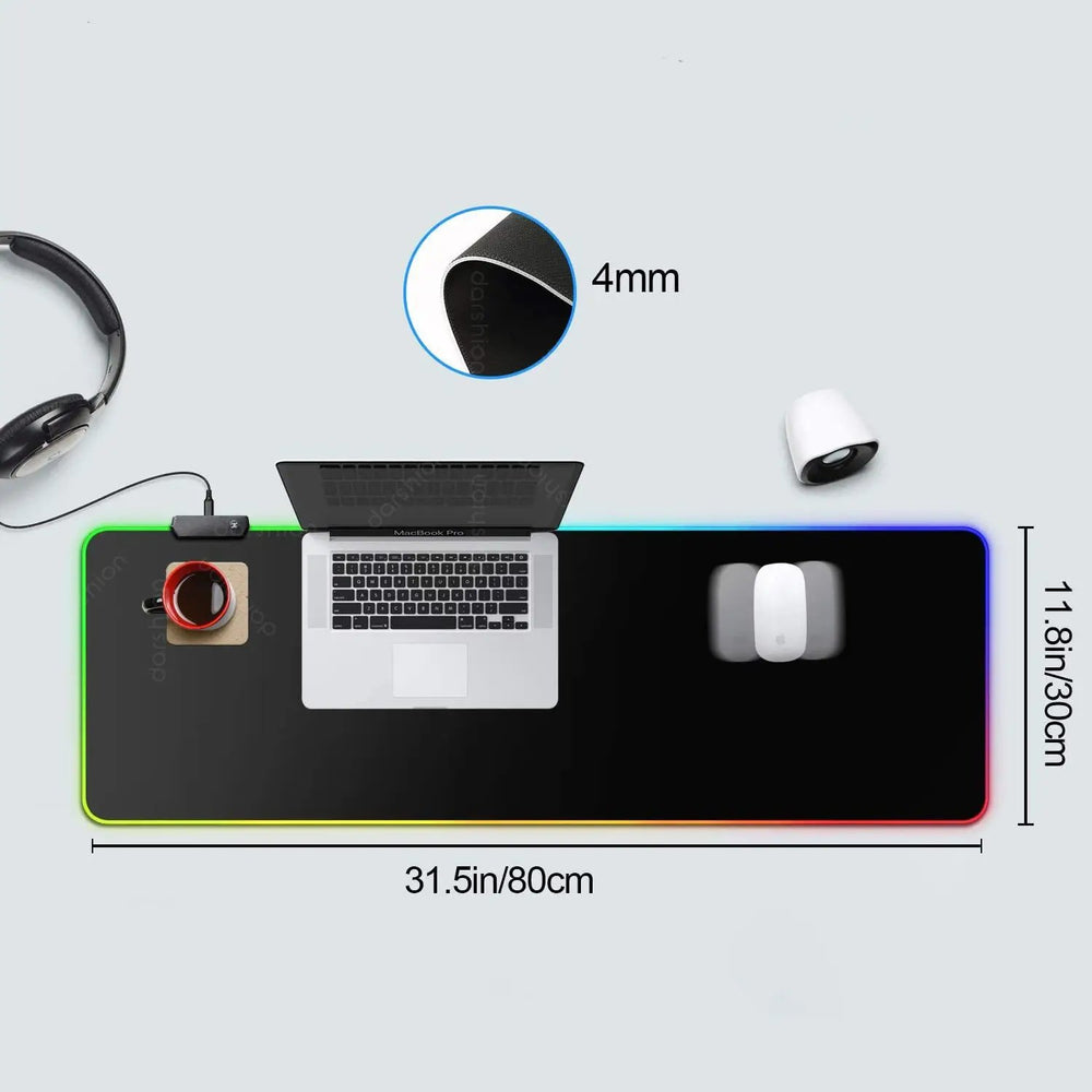 Luminous RGB Mouse Pad Luminous Symphony Game LED Rubber Table Mat Charge Hub X