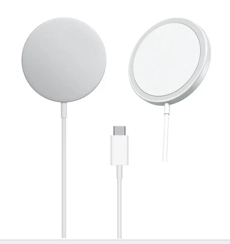 Two round white devices with a USB-C connector on a white background