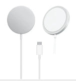 Two round white devices with a USB-C connector on a white background