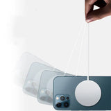 Smartphone with a white round object on a white background