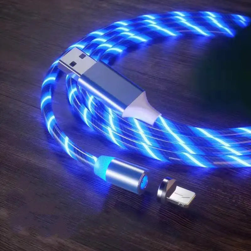 Magnetic Charging Cable Streamer Fast Charging Cable Lighting Micro USB Cable LED Magnet Charger Type-C Cable Charge Hub X