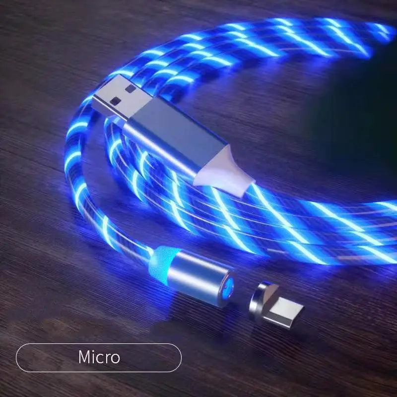 Magnetic Charging Cable Streamer Fast Charging Cable Lighting Micro USB Cable LED Magnet Charger Type-C Cable Charge Hub X