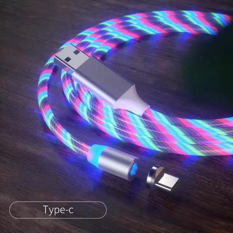 Magnetic Charging Cable Streamer Fast Charging Cable Lighting Micro USB Cable LED Magnet Charger Type-C Cable Charge Hub X