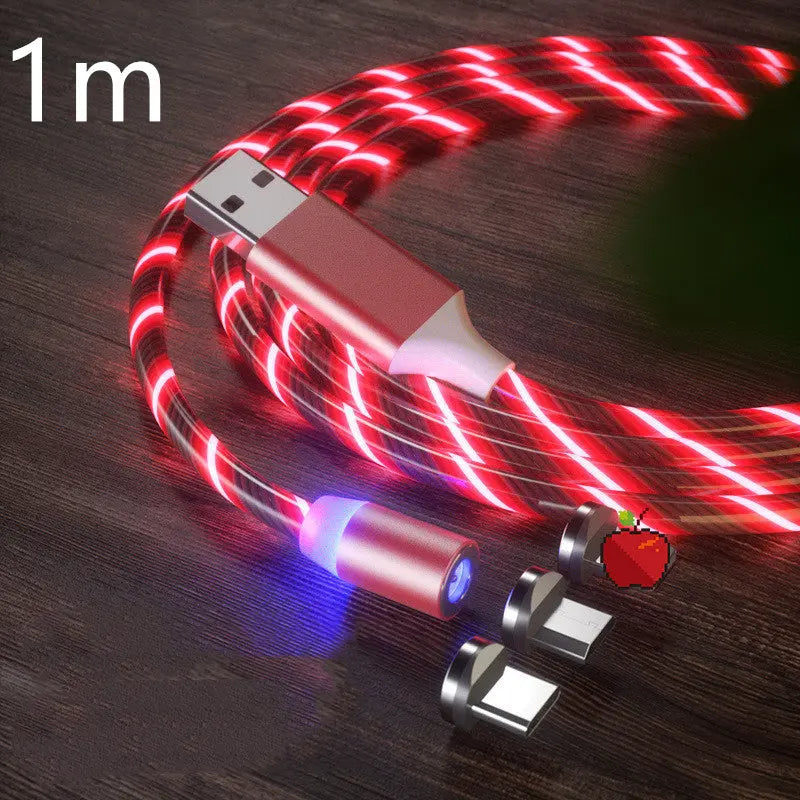 Magnetic Charging Cable Streamer Fast Charging Cable Lighting Micro USB Cable LED Magnet Charger Type-C Cable Charge Hub X