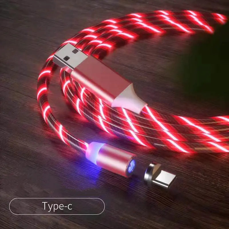 Magnetic Charging Cable Streamer Fast Charging Cable Lighting Micro USB Cable LED Magnet Charger Type-C Cable Charge Hub X