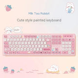 Milk Tea Rabbit Cute Chocolate Wired Keyboard Charge Hub X