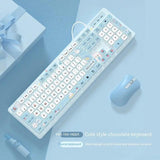 Milk Tea Rabbit Cute Chocolate Wired Keyboard Charge Hub X