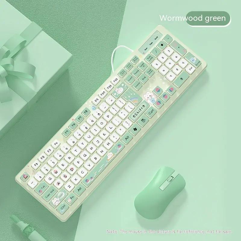 Milk Tea Rabbit Cute Chocolate Wired Keyboard Charge Hub X