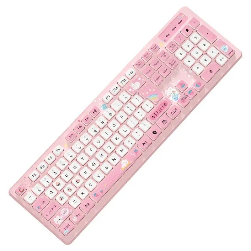 Milk Tea Rabbit Cute Chocolate Wired Keyboard Charge Hub X