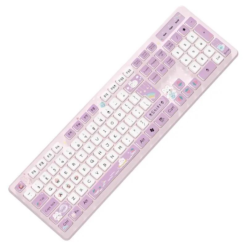 Milk Tea Rabbit Cute Chocolate Wired Keyboard Charge Hub X