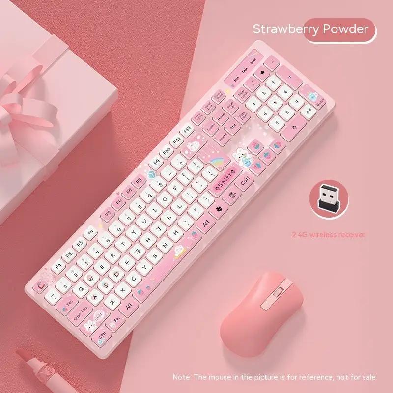 Milk Tea Rabbit Cute Chocolate Wired Keyboard Charge Hub X