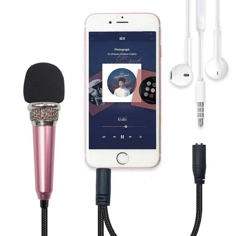 Mini Karaoke Condenser Wired 3.5mm Microphone Mic Mobile Phone For Android Charge Hub X