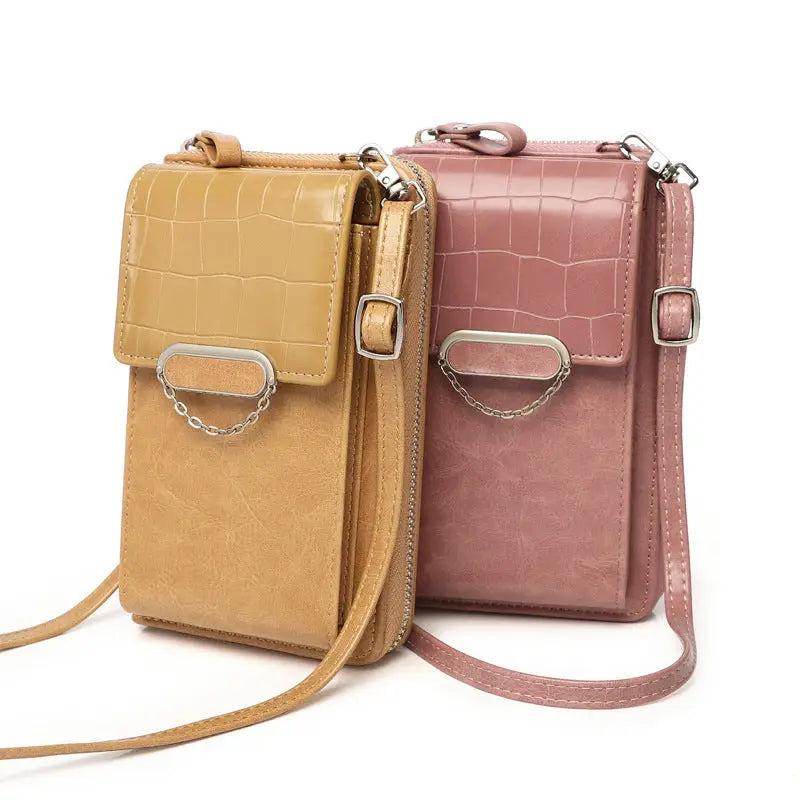 Mobile Phone Bag For Women Chain Stone Pattern Design Shoulder Bags Charge Hub X