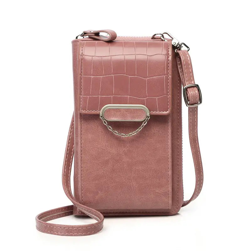 Mobile Phone Bag For Women Chain Stone Pattern Design Shoulder Bags Charge Hub X