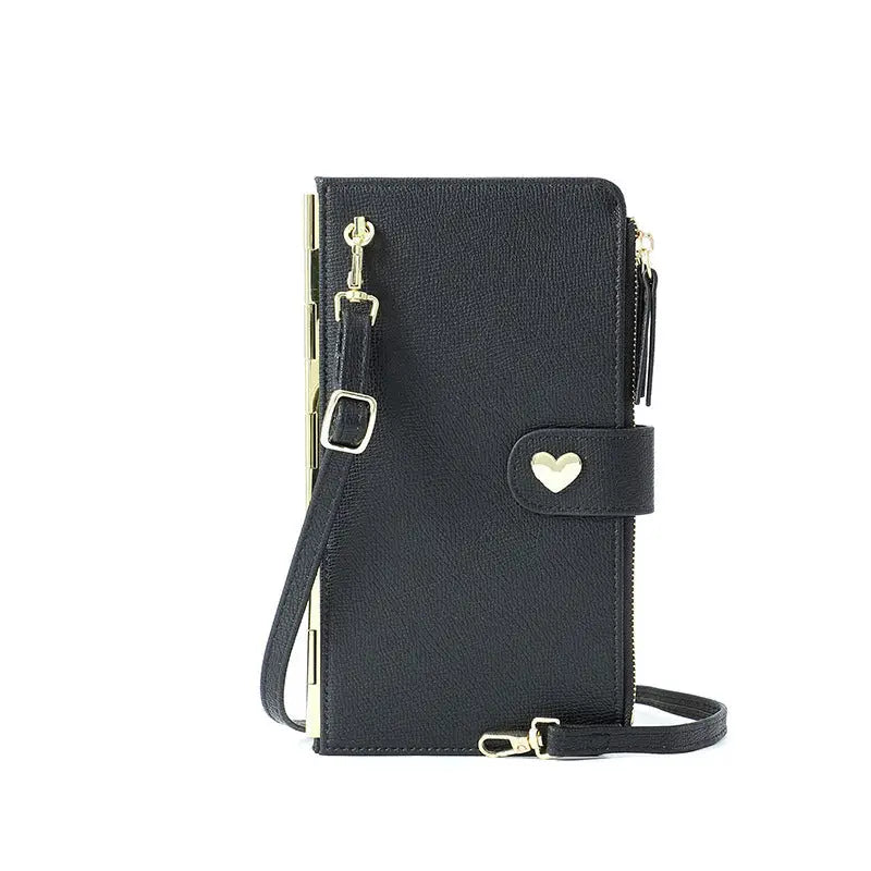 Mobile Phone Bags With Transparent Touch Screen Love Buckle Long Wallet Women Multifunctional Crossbody Shoulder Bag Charge Hub X