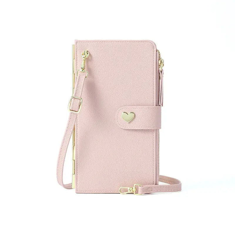 Mobile Phone Bags With Transparent Touch Screen Love Buckle Long Wallet Women Multifunctional Crossbody Shoulder Bag Charge Hub X