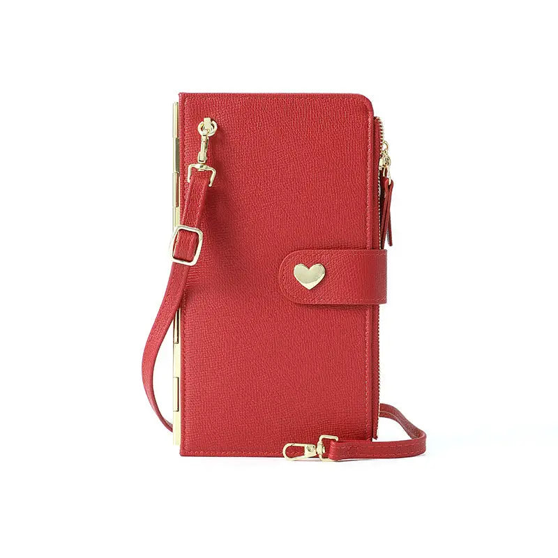Mobile Phone Bags With Transparent Touch Screen Love Buckle Long Wallet Women Multifunctional Crossbody Shoulder Bag Charge Hub X