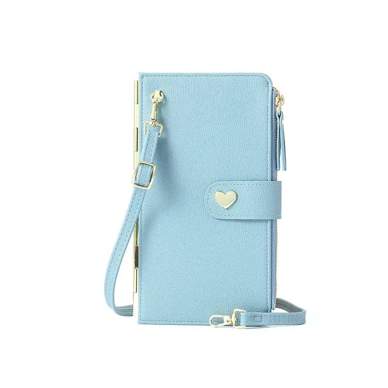 Mobile Phone Bags With Transparent Touch Screen Love Buckle Long Wallet Women Multifunctional Crossbody Shoulder Bag Charge Hub X