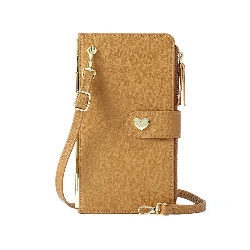 Mobile Phone Bags With Transparent Touch Screen Love Buckle Long Wallet Women Multifunctional Crossbody Shoulder Bag Charge Hub X