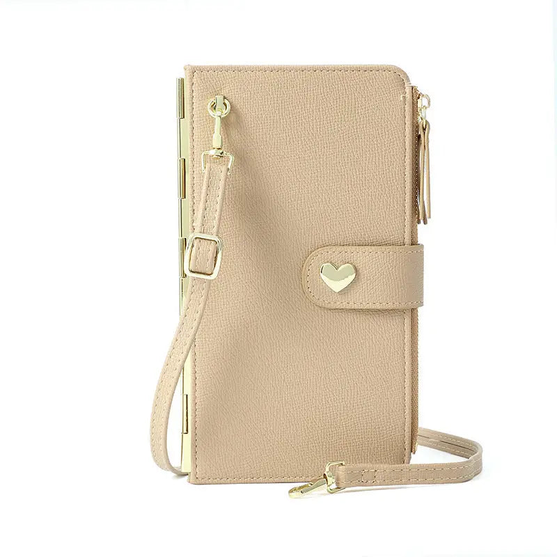 Mobile Phone Bags With Transparent Touch Screen Love Buckle Long Wallet Women Multifunctional Crossbody Shoulder Bag Charge Hub X