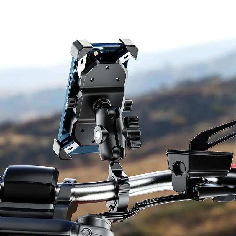 Motorcycle Mobile Phone Bracket Aluminum Alloy Universal Ball Head Quick Release Pipe Clamp Charge Hub X