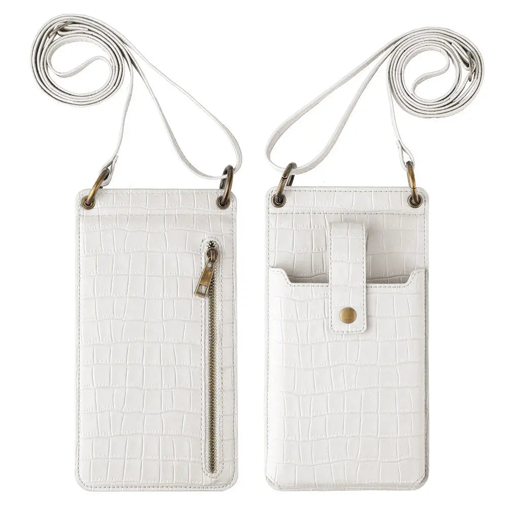 Multi-function Crossbody Bags For Mobile Phone Crocodile-pattern Wallet Card Holder Charge Hub X