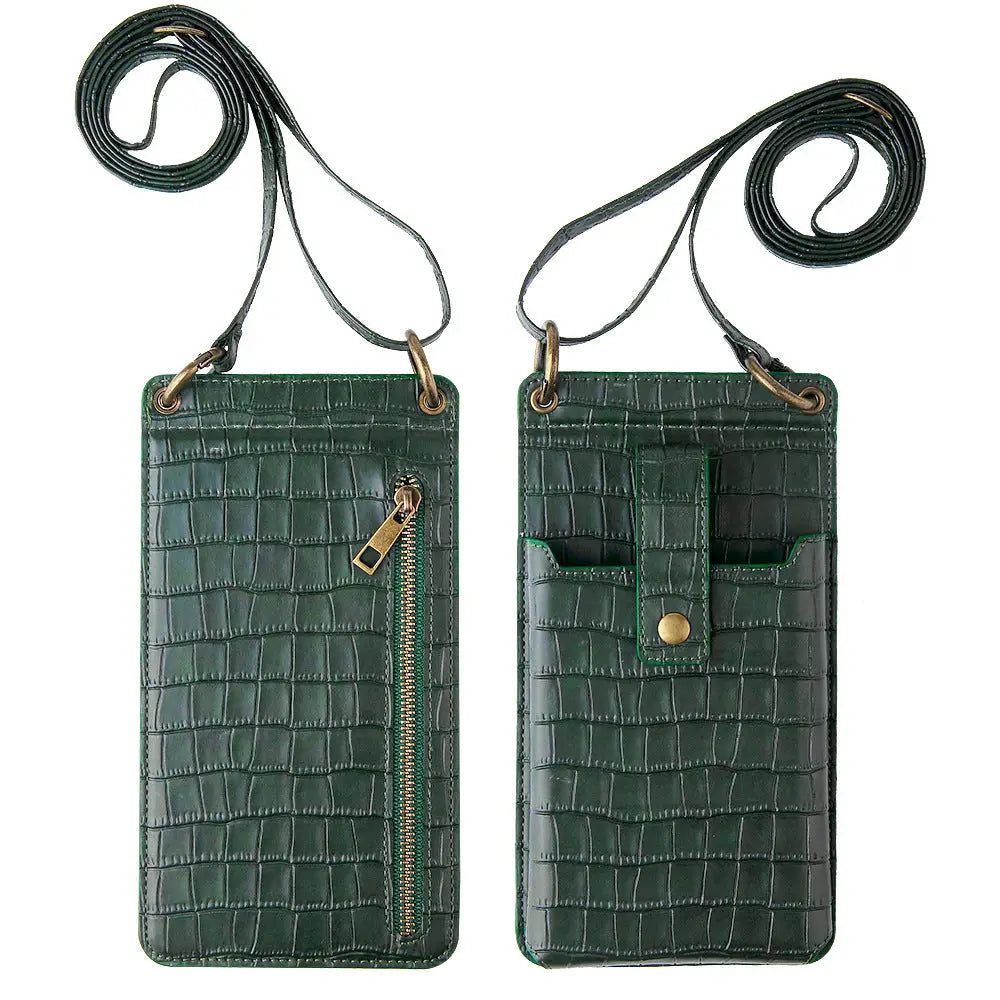 Multi-function Crossbody Bags For Mobile Phone Crocodile-pattern Wallet Card Holder Charge Hub X
