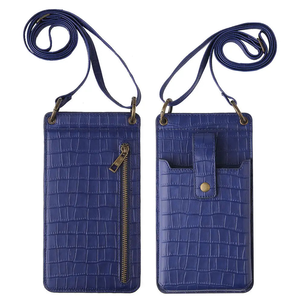 Multi-function Crossbody Bags For Mobile Phone Crocodile-pattern Wallet Card Holder Charge Hub X