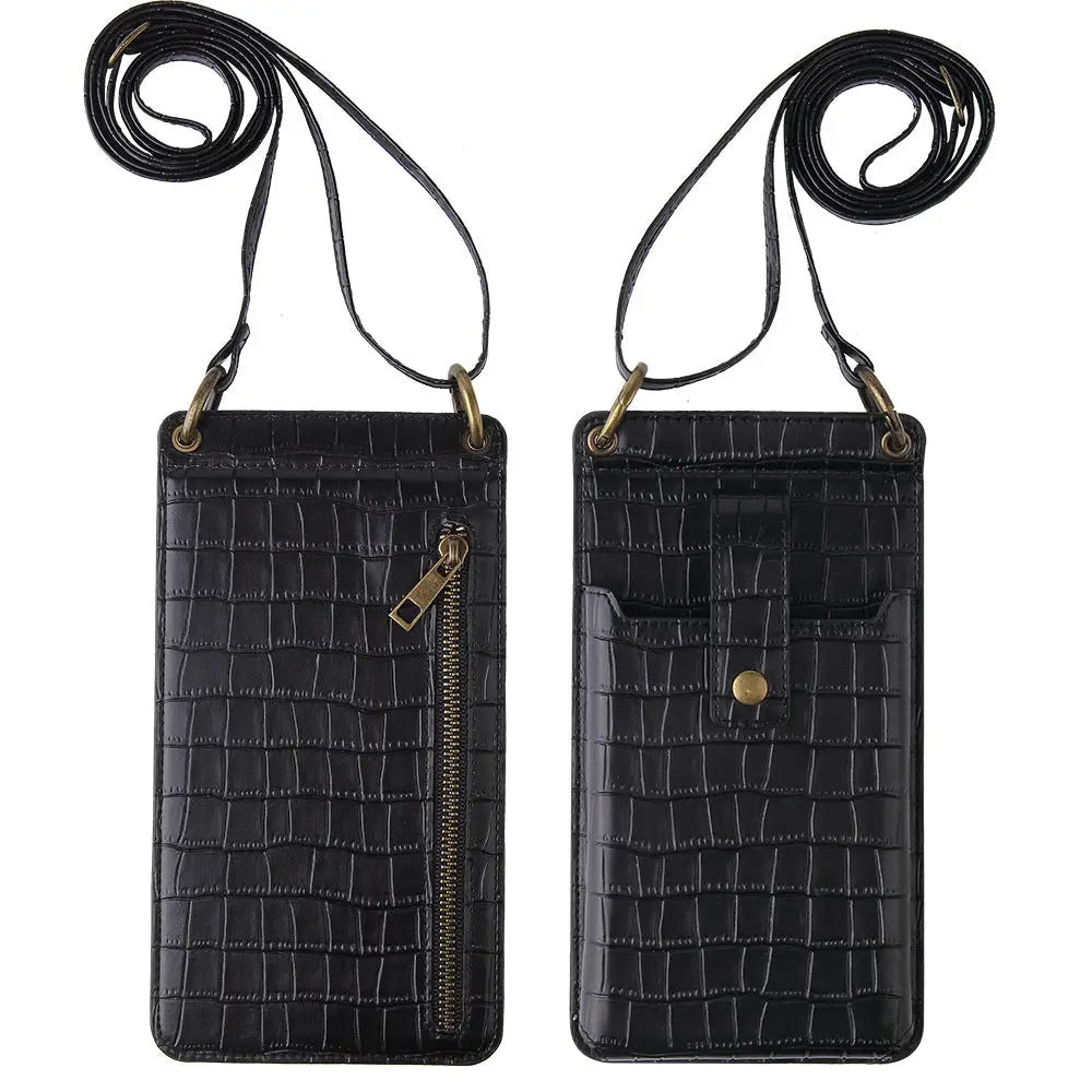Multi-function Crossbody Bags For Mobile Phone Crocodile-pattern Wallet Card Holder Charge Hub X