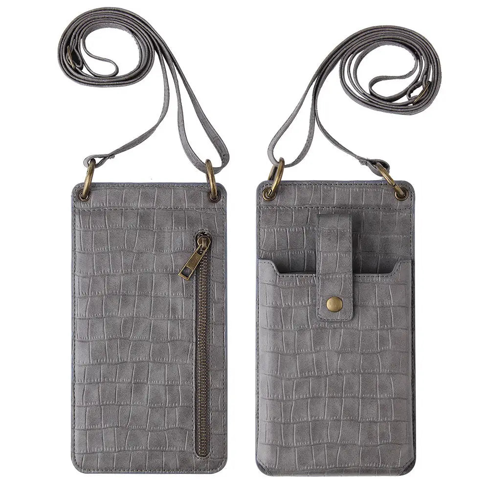 Multi-function Crossbody Bags For Mobile Phone Crocodile-pattern Wallet Card Holder Charge Hub X