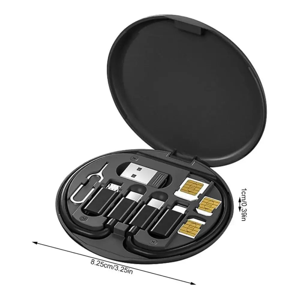 Multi-type Compact Cable Card with Cable & USB Adapter Storage Box Charge Hub X