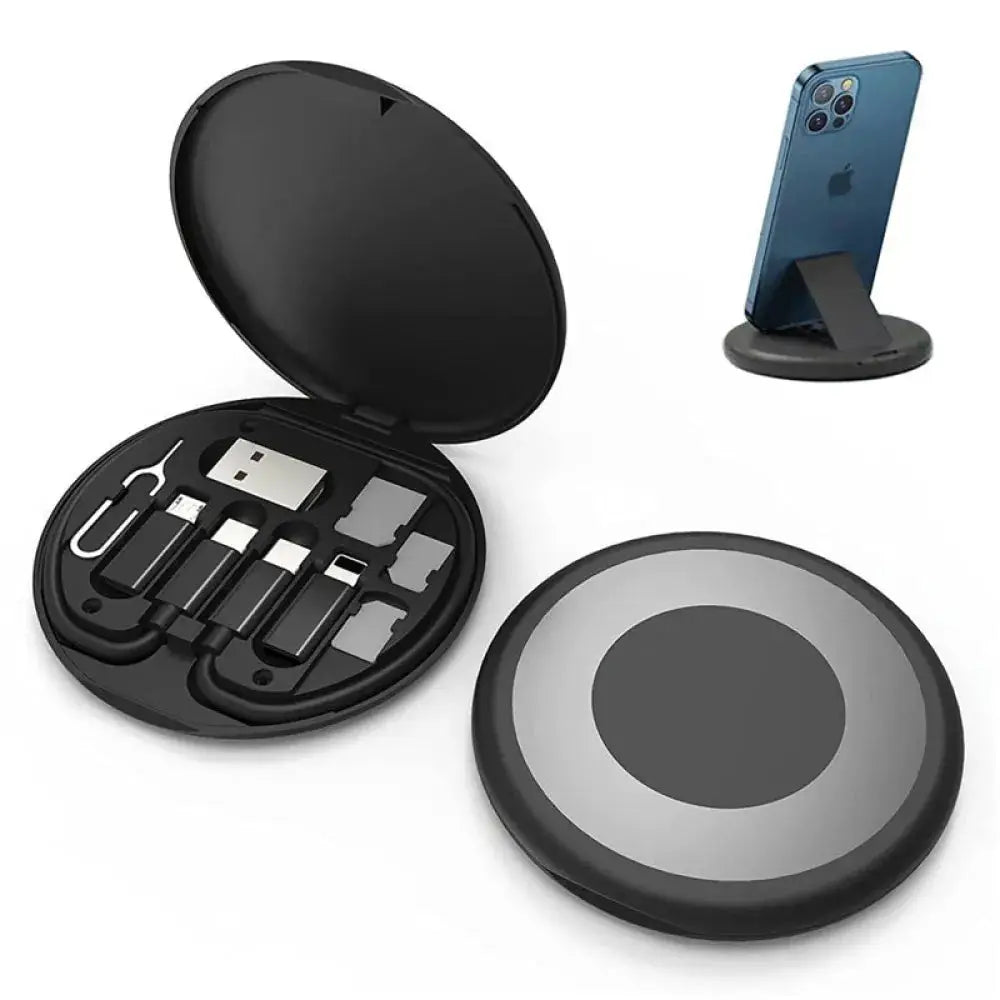 Multi-type Compact Cable Card with Cable & USB Adapter Storage Box Charge Hub X