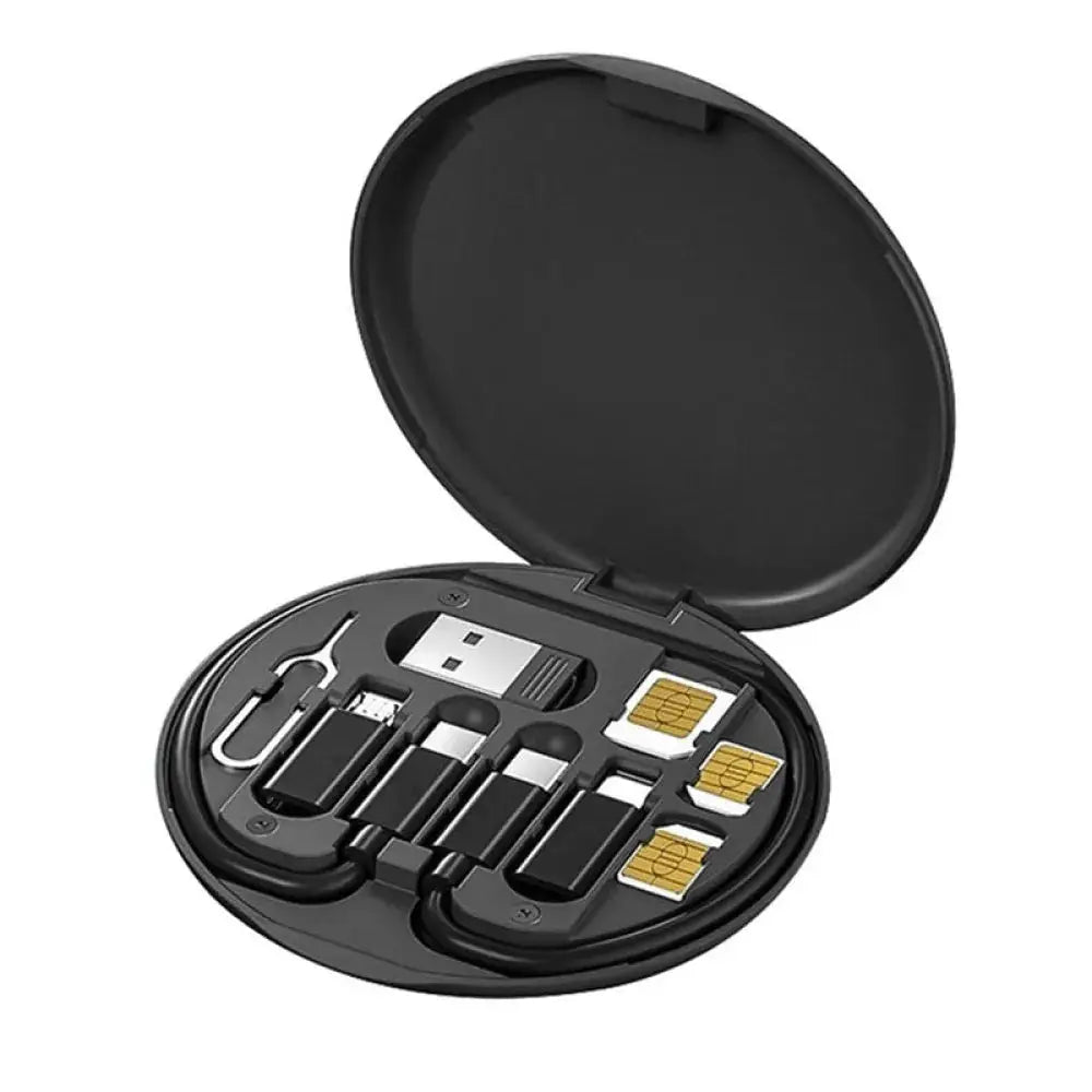 Multi-type Compact Cable Card with Cable & USB Adapter Storage Box Charge Hub X