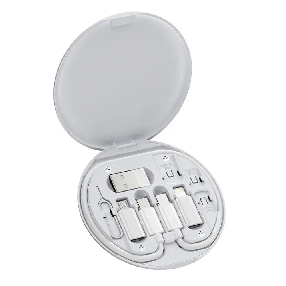 Multi-type Compact Cable Card with Cable & USB Adapter Storage Box Charge Hub X
