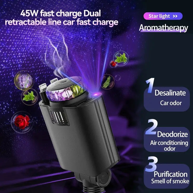 Multifunctional Purple Light Car Phone Charger - Charge Hub X