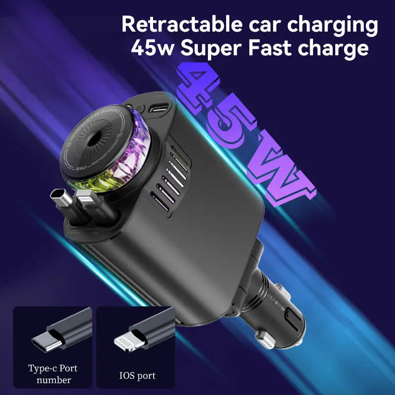 Multifunctional Purple Light Car Phone Charger - Charge Hub X