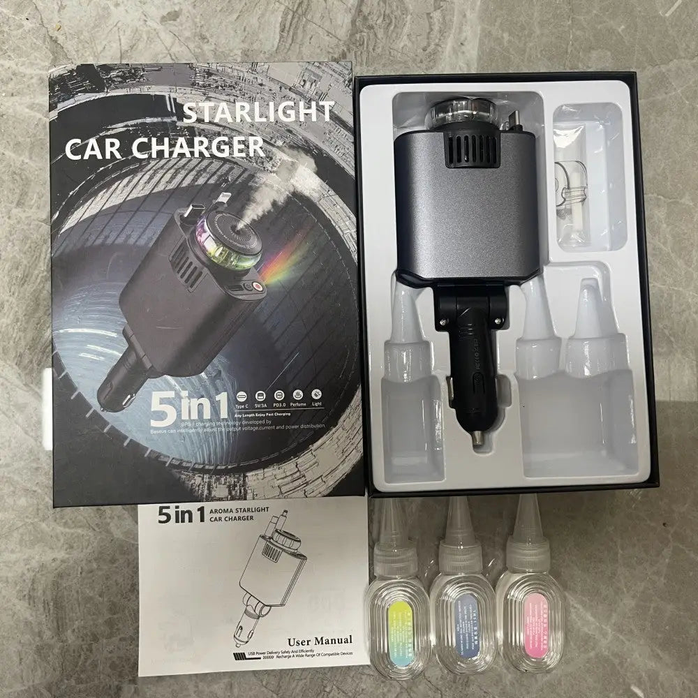 Multifunctional Purple Light Car Phone Charger - Charge Hub X