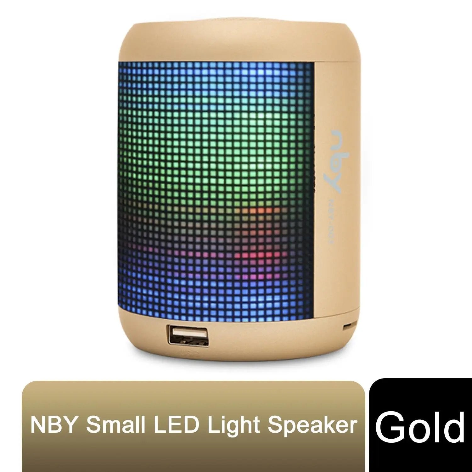 NBY Small Sound Activate LED Light Bluetooth Speaker And Dancing Fountain, Gold NBY