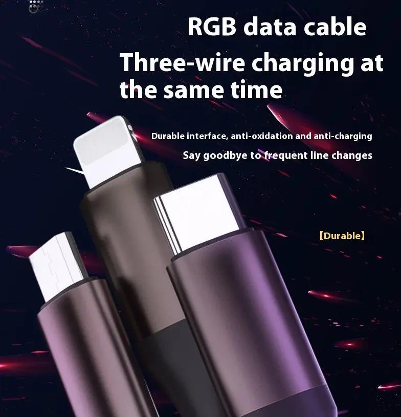 One-to-three Luminous Fast Charging RGB Data Cable Charge Hub X