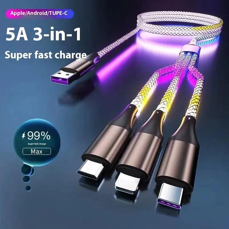 One-to-three Luminous Fast Charging RGB Data Cable Charge Hub X