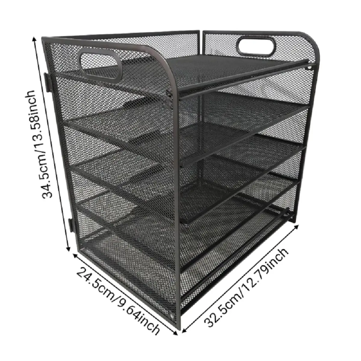 Paper Organizer, Letter Tray with Handle, Mesh Black Paper Sorter, Desk Organizer for Office, Home or School N/A