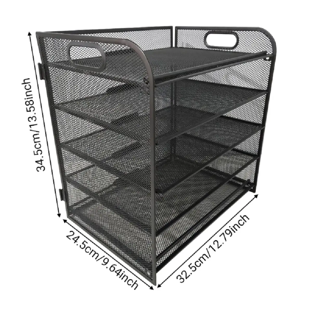 Paper Organizer, Letter Tray with Handle, Mesh Black Paper Sorter, Desk Organizer for Office, Home or School N/A
