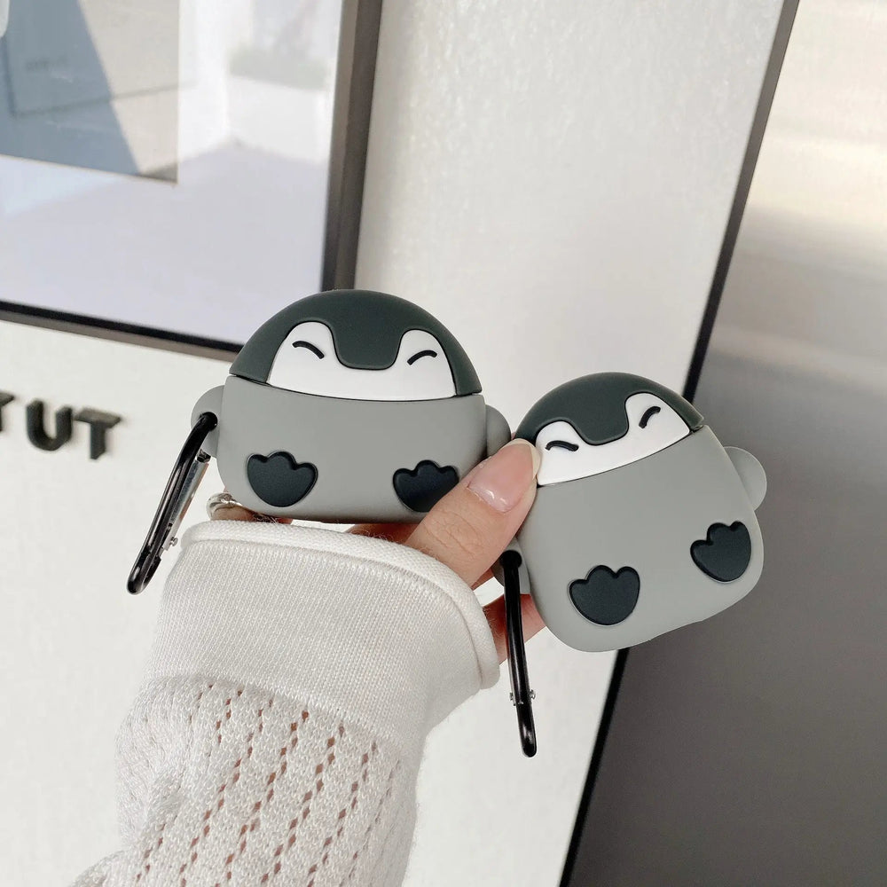 Penguin Cute Wireless Bluetooth Headset Silicone Case Charge Hub X