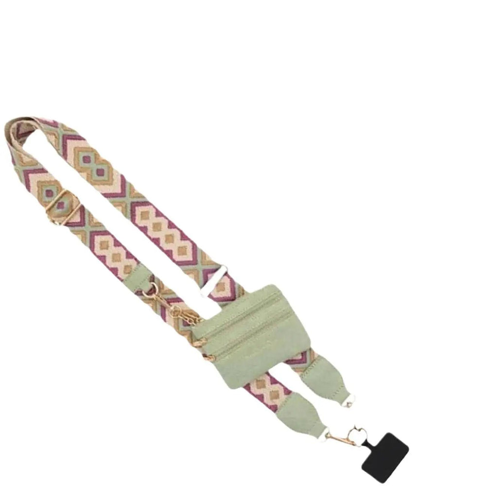 Phone Lanyard With Zipper Bag Nylon Canvas Embroidered Patch Purple Chargehub X