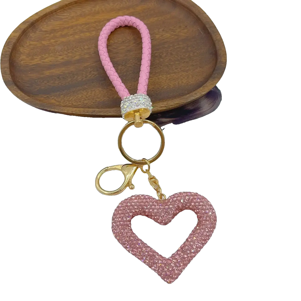 Polymer Clay Leather Rope Hollow Heart Keychain Cute High-end Bags Pendant Finished DIY Creative Small Pendant Wholesale Charge Hub X