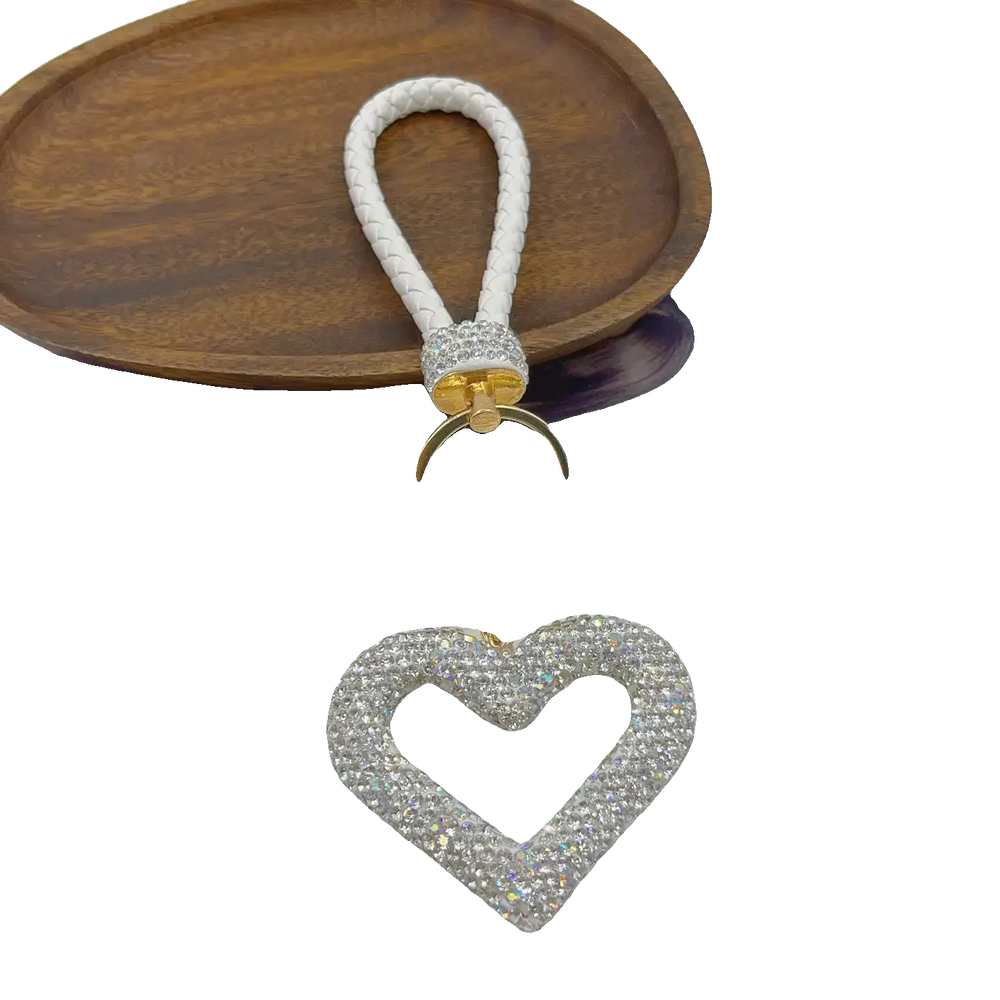 Polymer Clay Leather Rope Hollow Heart Keychain Cute High-end Bags Pendant Finished DIY Creative Small Pendant Wholesale Charge Hub X