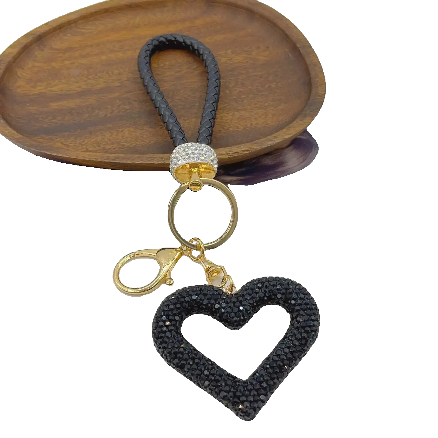 Polymer Clay Leather Rope Hollow Heart Keychain Cute High-end Bags Pendant Finished DIY Creative Small Pendant Wholesale Charge Hub X