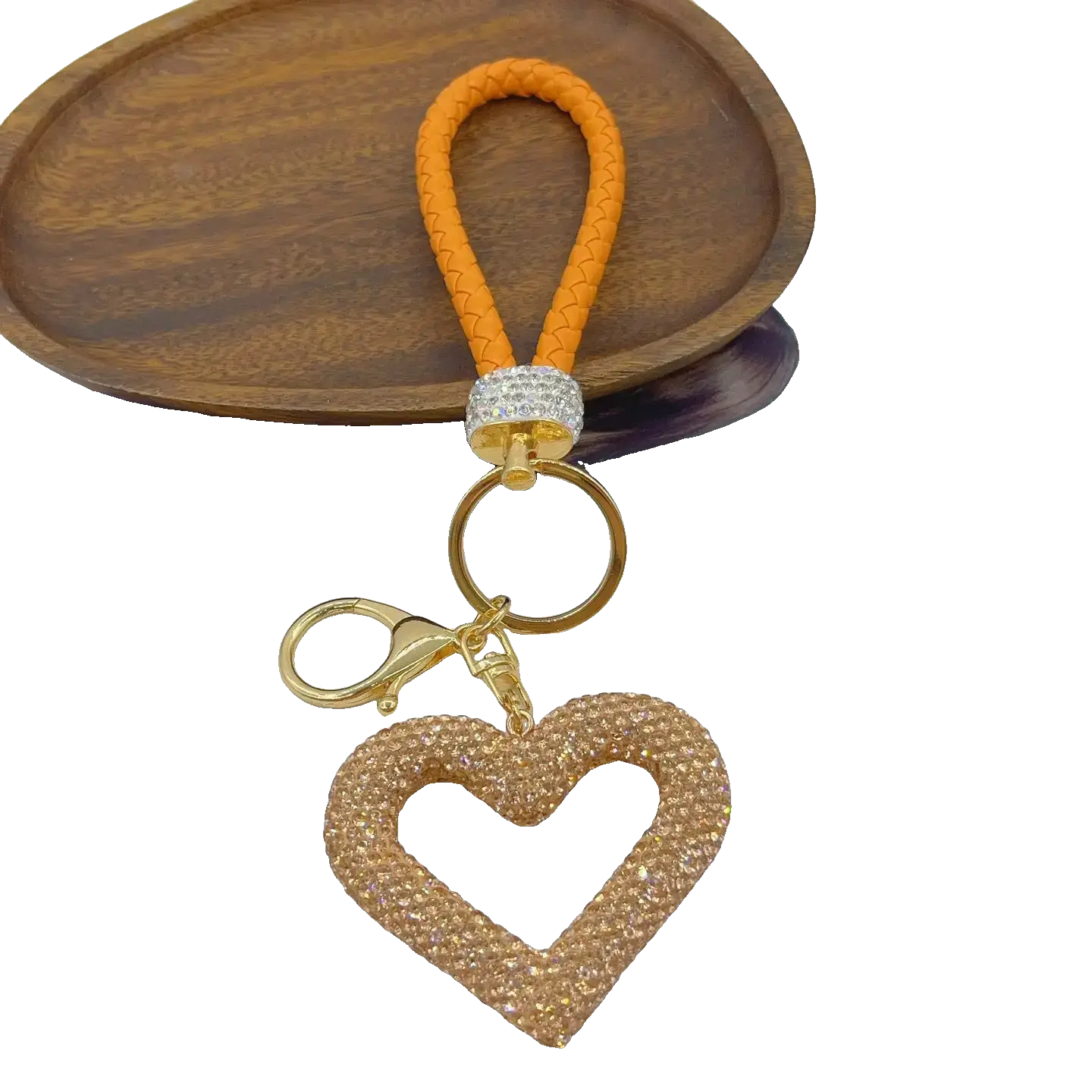 Polymer Clay Leather Rope Hollow Heart Keychain Cute High-end Bags Pendant Finished DIY Creative Small Pendant Wholesale Charge Hub X