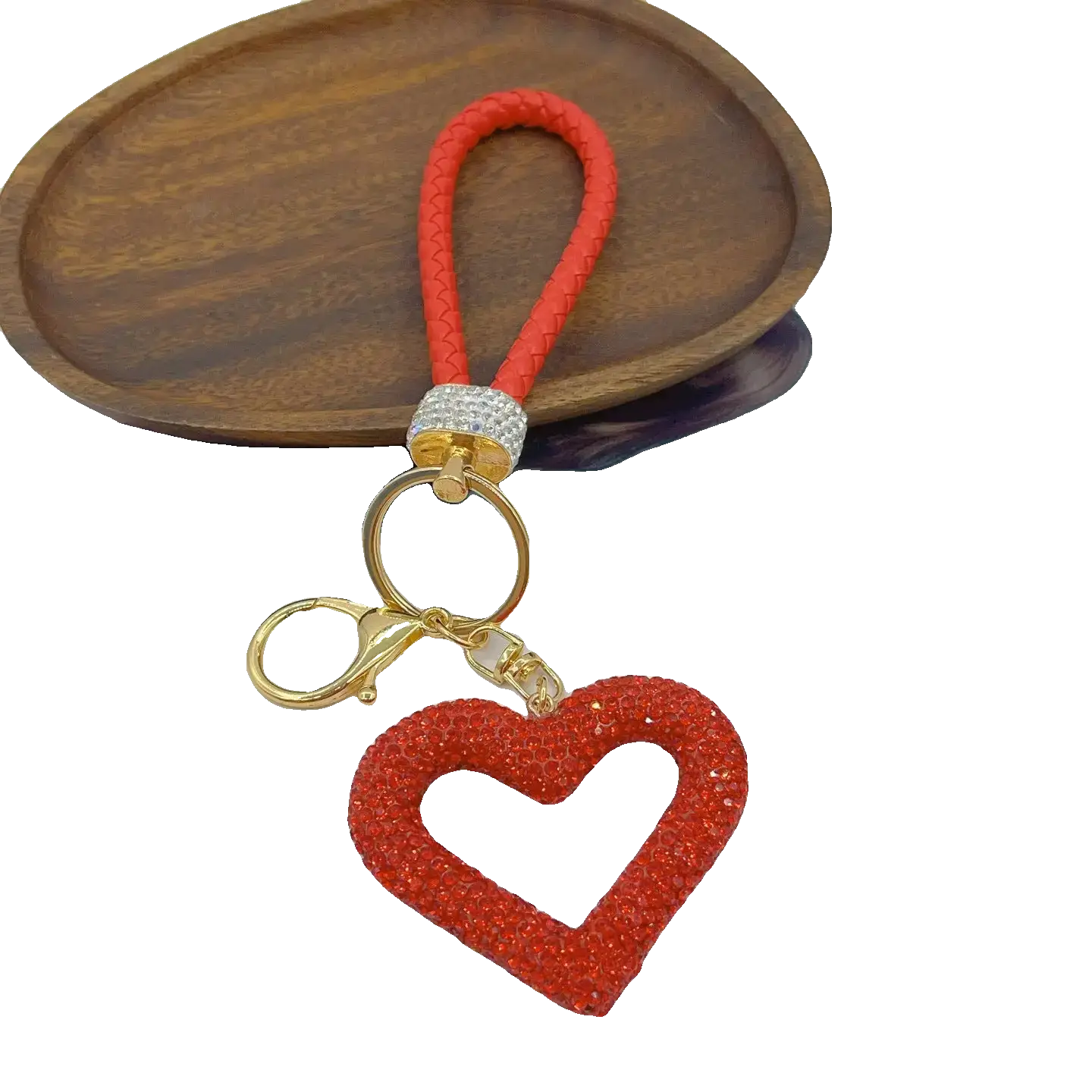 Polymer Clay Leather Rope Hollow Heart Keychain Cute High-end Bags Pendant Finished DIY Creative Small Pendant Wholesale Charge Hub X