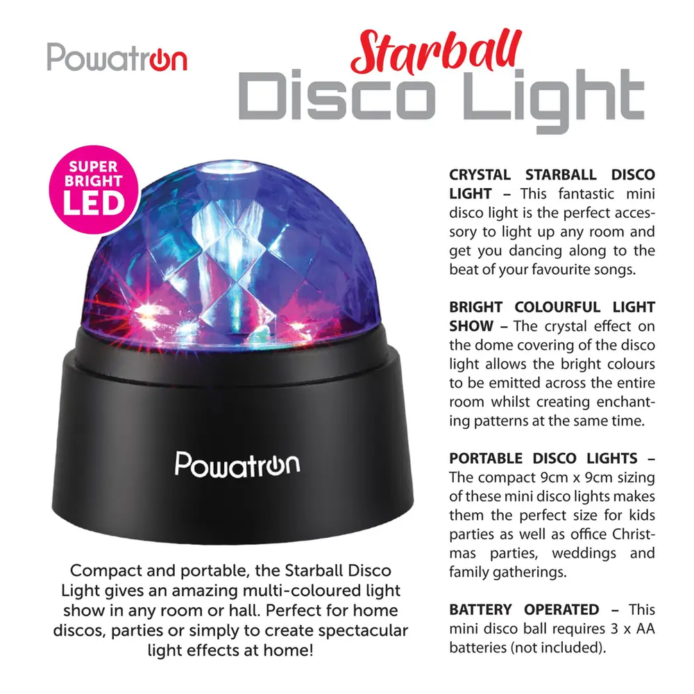 Powertron Starball Disco Light | Compact and portable, Multi-coloured light Powertron